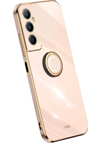 Xınlı Realme C65 4g Kılıf Halka Tutucu Kickstand Galvanik Tpu Telefon Kılıfı-Pembe (Yurt Dışından)