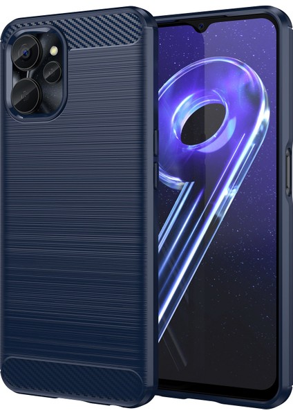 Realme 9i 5g/10 5g Düşmeye Dayanıklı Karbon Fiber Doku Tpu Koruyucu Telefon Kılıfı Fırçalanmış Cep Telefonu Kılıfı-Mavi (Yurt Dışından)