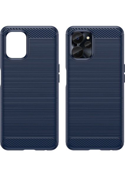 Realme 9i 5g/10 5g Düşmeye Dayanıklı Karbon Fiber Doku Tpu Koruyucu Telefon Kılıfı Fırçalanmış Cep Telefonu Kılıfı-Mavi (Yurt Dışından) modelleri