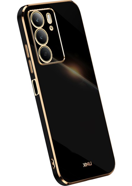 Xınlı Realme C75 Kılıf Tpu Telefon Kılıfı Galvanik Çerçeveli-Siyah (Yurt Dışından)