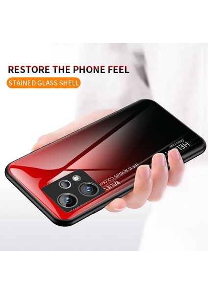 Realme 9 Pro+Temperli Cam+Pc Arka+Tpu Çerçeve Cep Telefonu Kılıfı Degrade Renk Kabuk-Degrade Mavi Siyah (Yurt Dışından) modelleri