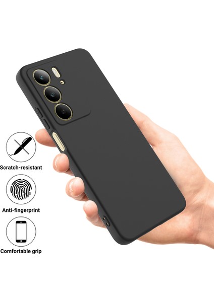 Realme C75 Kılıf Sıvı Silikon Telefon Arka Kapağı El Kayışı Ile-Siyah (Yurt Dışından) fiyatları