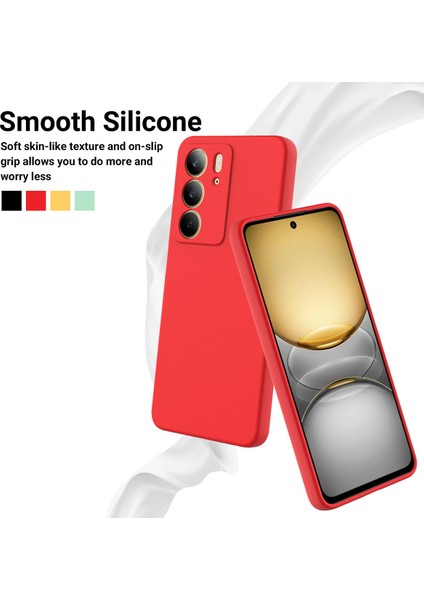 Realme C75 Kılıf Sıvı Silikon Telefon Arka Kapağı El Askısı Ile-Kırmızı (Yurt Dışından) modelleri