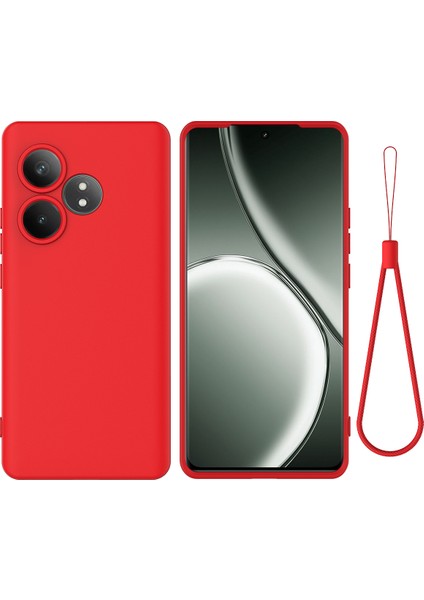 Realme Gt 6t 5g/gt 6 5g Kılıf Bilek Kayışlı Sıvı Silikon Telefon Kılıfı-Kırmızı (Yurt Dışından)