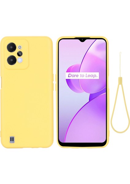 Realme C31 Sıvı Silikon Telefon Kılıfı Için, Kalınlaştırıcı Tasarım Yumuşak Mikrofiber Astar Yastık Çizilmez Koruyucu Kılıf-Sarı (Yurt Dışından)