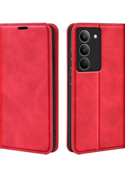 Realme 14X 5g Kılıf Cilt Dokunmatik Deri Cüzdan Telefon Kılıfı-Kırmızı (Yurt Dışından) indirimleri