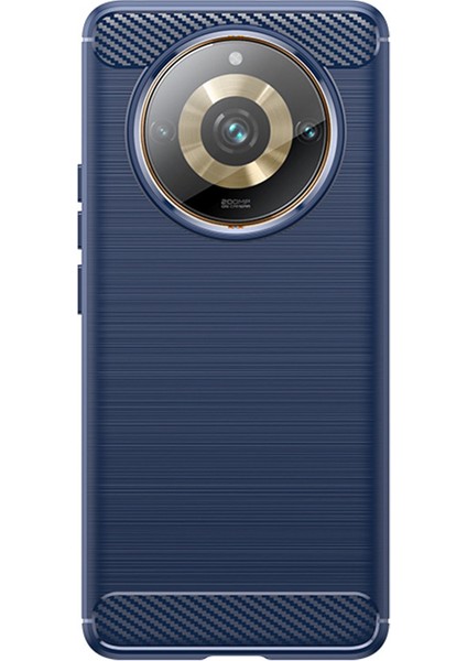 Realme Narzo 60 Pro 5g Fırçalanmış Tpu Telefon Kılıfı Karbon Fiber Dokulu Çizilmez Arka Kapak-Mavi (Yurt Dışından)