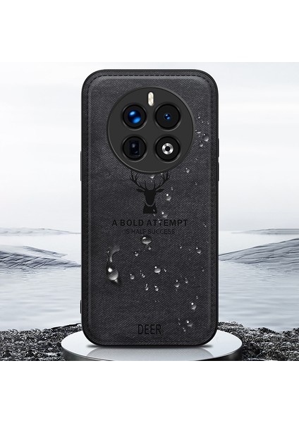 Realme 12 4g/12+5g Kılıf Kumaş Doku Deri+Pc+Tpu Telefon Kılıfı Geyik Desenli-Mavi (Yurt Dışından) modelleri