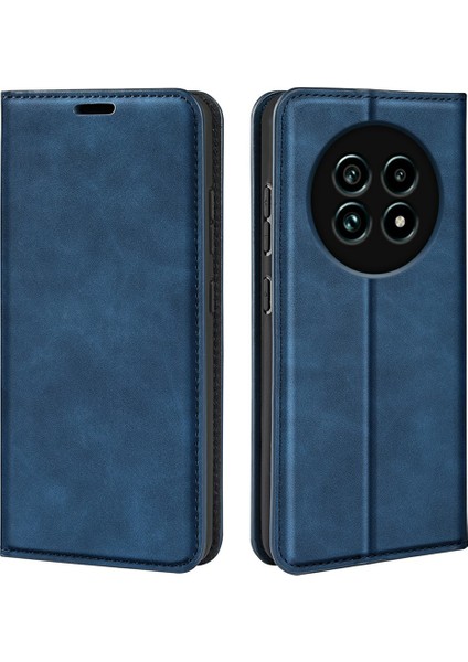 Realme 13 Pro 5g(Global)/13 Pro+5g(Global)Kılıf Cilt Dokunuşlu Deri Cüzdan Telefon Kılıfı-Mavi (Yurt Dışından)