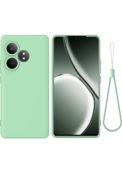 Realme Gt 6t 5g/gt 6 5g Kılıf Bilek Kayışlı Sıvı Silikon Telefon Kılıfı-Yeşil (Yurt Dışından)