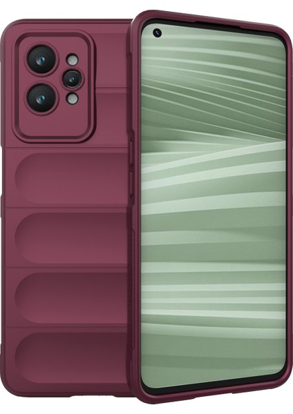 Realme Gt2 Pro Sağlam Arka Telefon Kılıfı Şok Emici Esnek Tpu Kapak-Şarap Kırmızısı (Yurt Dışından)