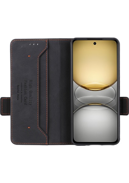 Realme C75 Kılıf Deri Cüzdan Kapaklı Telefon Kılıfı Donanım Dekorlu-Siyah (Yurt Dışından) fiyatları