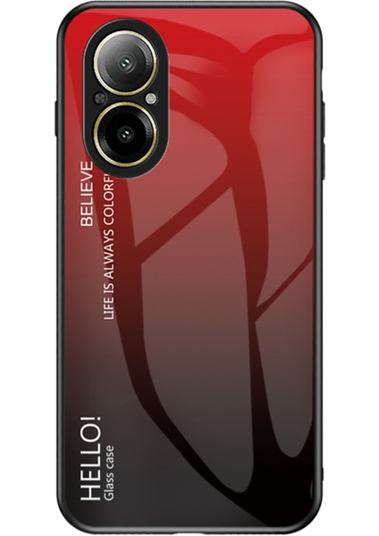 Realme C67 4g Temperli Cam Kılıf Düşmeye Karşı Koruyucu Telefon Kılıfı-Degrade Kırmızı Siyah (Yurt Dışından)