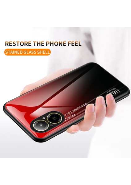 Realme C67 4g Temperli Cam Kılıf Düşmeye Karşı Koruyucu Telefon Kılıfı-Degrade Kırmızı Siyah (Yurt Dışından) fiyatları