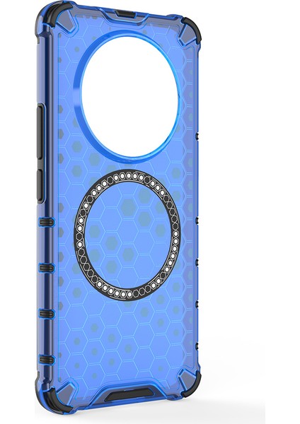 Realme 13 Pro 5g (Global) Kılıf Magsafe Honeycomb Tasarım Tpu+Pc Telefon Kılıfı-Mavi ile Uyumlu (Yurt Dışından)