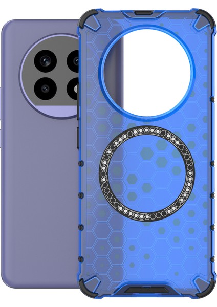 Realme 13 Pro 5g (Global) Kılıf Magsafe Honeycomb Tasarım Tpu+Pc Telefon Kılıfı-Mavi ile Uyumlu (Yurt Dışından)