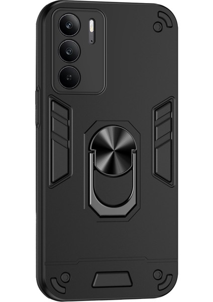 Realme C75 Kılıf Pc+Tpu Drop Defend Telefon Kılıfı Halkalı Ayaklık-Siyah (Yurt Dışından)