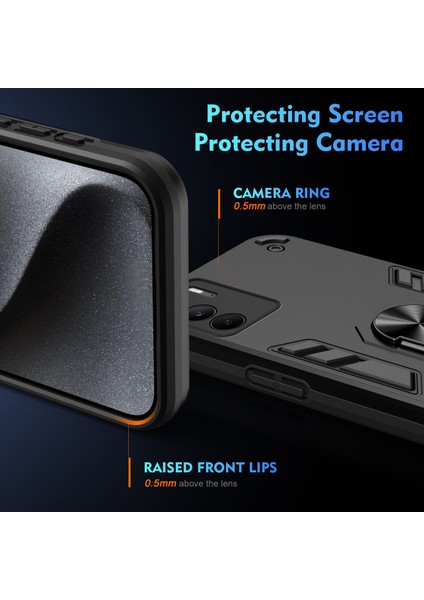 Realme C75 Kılıf Pc+Tpu Drop Defend Telefon Kılıfı Halkalı Ayaklık-Siyah (Yurt Dışından) fırsatları
