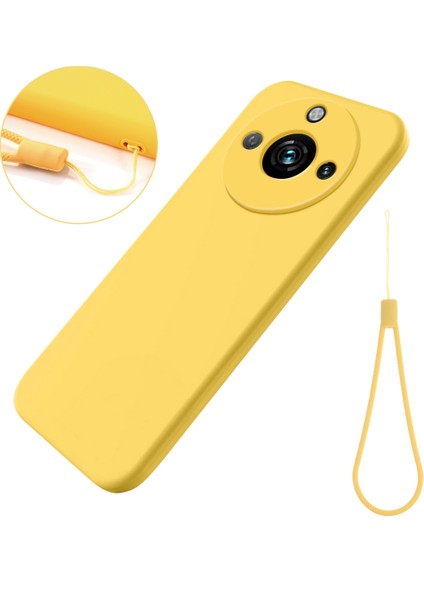 Realme 11 Pro+5g/realme 11 Pro 5g Için Akıllı Telefon Kılıfı, Kayışlı Sıvı Silikon Yumuşak Astarlı Telefon Kılıfı-Sarı (Yurt Dışından)