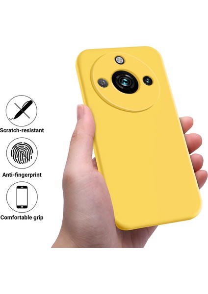 Realme 11 Pro+5g/realme 11 Pro 5g Için Akıllı Telefon Kılıfı, Kayışlı Sıvı Silikon Yumuşak Astarlı Telefon Kılıfı-Sarı (Yurt Dışından) modelleri