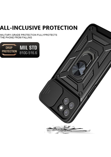 Halka Kickstand Tasarım Telefon Kılıfı Kamera Kayar Kapak Pc + Tpu Düşmeye Dayanıklı Hibrit Telefon Koruyucu Realme 8i/narzo 50 4g-Altın (Yurt Dışından) fırsatları