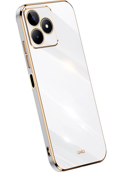 Xınlı Realme C53 (KÜRESEL)/C53 (HINDISTAN)/C51 Için Çizilmez Tpu Telefon Kılıfı, Elektrokaplama Kenar Telefon Kılıfı-Beyaz (Yurt Dışından)