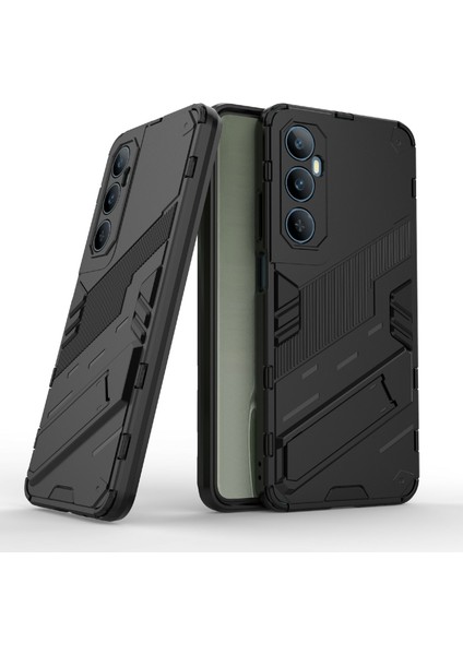 Realme C65 4g Kılıf Pc+Tpu Çizilmez Telefon Kılıfı Katlanır Ayaklı-Siyah (Yurt Dışından) fiyatları