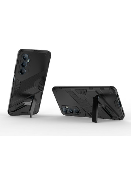 Realme C65 4g Kılıf Pc+Tpu Çizilmez Telefon Kılıfı Katlanır Ayaklı-Siyah (Yurt Dışından) modelleri
