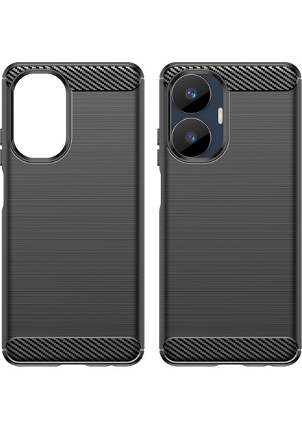 Realme C55 4g Için Karbon Fiber Dokulu Tpu Kılıf, Fırçalanmış Çizilmez Telefon Kılıfı-Siyah (Yurt Dışından) modelleri
