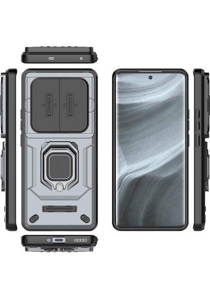 Realme 12 Pro 5g/12 Pro+5g Kılıf Pc+Tpu Telefon Kabuğu Kayar Lens Kapağı-Gri (Yurt Dışından)
