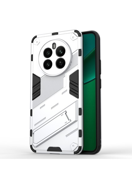 Realme 12 4g/12+5g Kılıf Kickstand Pc+Tpu Koruyucu Sert Telefon Kılıfı-Beyaz (Yurt Dışından)