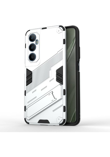 Realme C65 4g Kılıf Pc+Tpu Çizilmez Telefon Kılıfı Katlanır Ayaklı-Beyaz (Yurt Dışından)