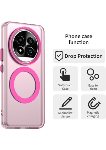 Realme 13 Pro 5g(Global)/13 Pro+5g(Global)Kılıf Magsafe Pc+Tpu+Pet Düşmeye Karşı Telefon Kılıfı ile Uyumlu-Kırmızı (Yurt Dışından)