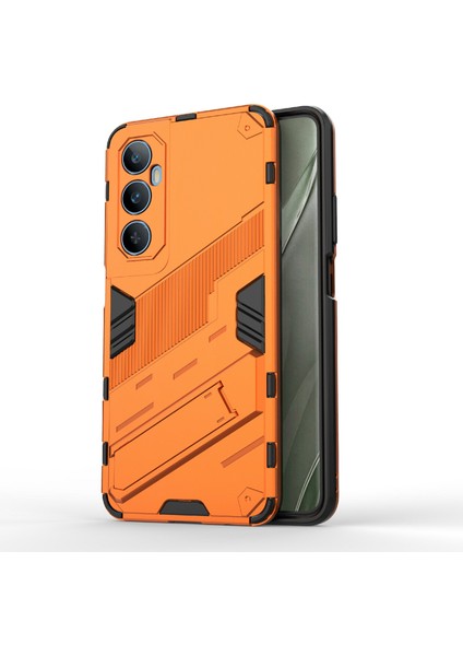 Realme C65 4g Kılıf Pc+Tpu Çizilmez Telefon Kılıfı Katlanır Ayaklı-Turuncu (Yurt Dışından)