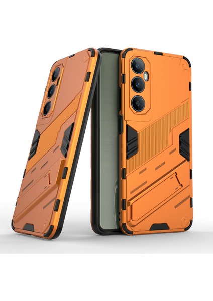 Realme C65 4g Kılıf Pc+Tpu Çizilmez Telefon Kılıfı Katlanır Ayaklı-Turuncu (Yurt Dışından) modelleri