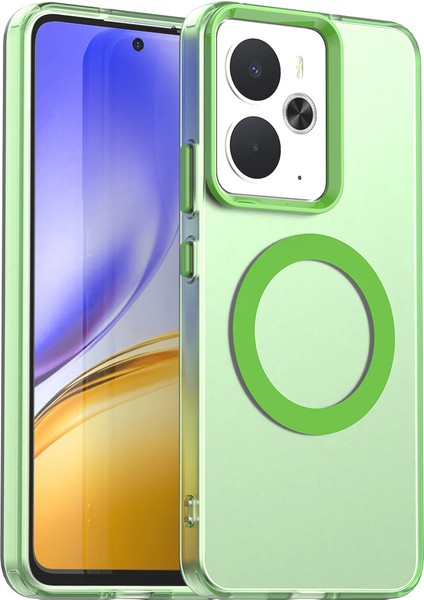 Realme 14 5g Kılıf Magsafe Anti Drop Hibrit Telefon Arka Kapağı ile Uyumlu-Yeşil (Yurt Dışından)