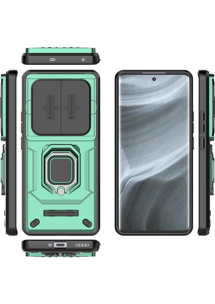 Realme 12 Pro 5g/12 Pro+5g Kılıf Pc+Tpu Telefon Kabuğu Kayar Lens Kapağı-Yeşil (Yurt Dışından)
