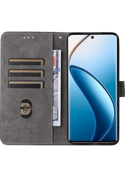 Realme 12 Pro 5g/12 Pro+5g Kılıf Rfıd Engelleme Deri Kapaklı Telefon Kılıfı Kayışlı-Mavi (Yurt Dışından)