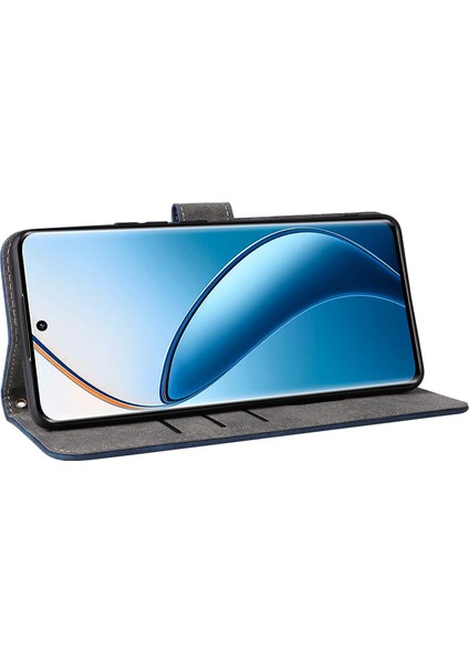 Realme 12 Pro 5g/12 Pro+5g Kılıf Rfıd Engelleme Deri Kapaklı Telefon Kılıfı Kayışlı-Mavi (Yurt Dışından)