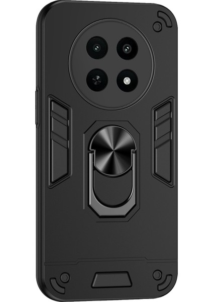 Realme 12X 5g Kılıf Pc+Tpu Kickstand Manyetik Araç Tutucu Telefon Kılıfı-Siyah (Yurt Dışından)