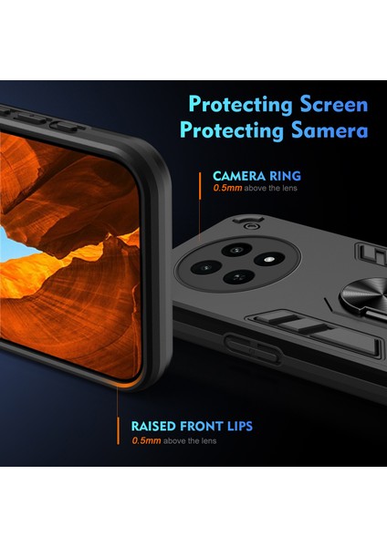 Realme 12X 5g Kılıf Pc+Tpu Kickstand Manyetik Araç Tutucu Telefon Kılıfı-Siyah (Yurt Dışından) indirimleri