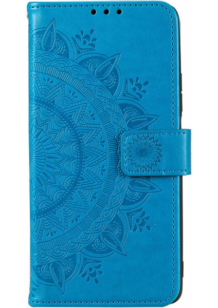 Realme C30 4g Için Mandala Çiçek Desenli Baskılı Telefon Kılıfı, Pu Deri El Kayışı Tasarımı Manyetik Düşmeye Karşı Kapak Standı Cüzdan-Mavi (Yurt Dışından) fırsatları