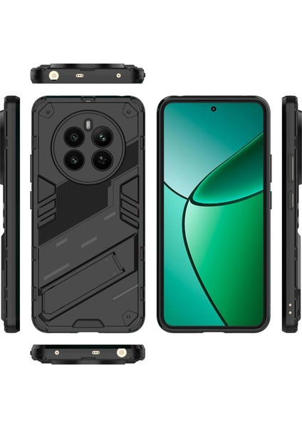 Realme 12 4g/12+5g Kılıf Kickstand Pc+Tpu Koruyucu Sert Telefon Kılıfı-Siyah (Yurt Dışından) fırsatları