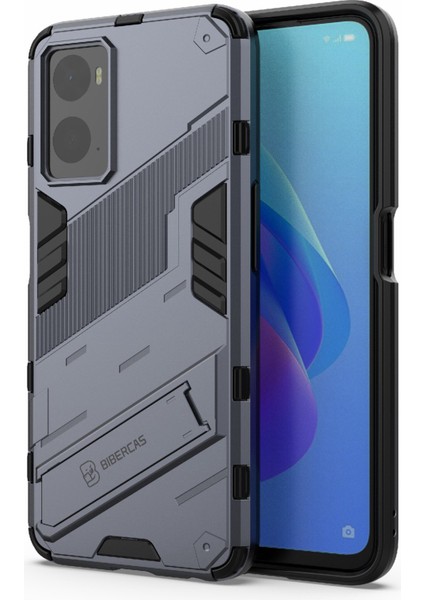 Realme 9i/oppo A36/A76 Için Sert Pc+Yumuşak Tpu Kılıf Ayarlanabilir Destek Iyi Korunmuş Telefon Kılıfı Kabuk-Gri (Yurt Dışından) modelleri