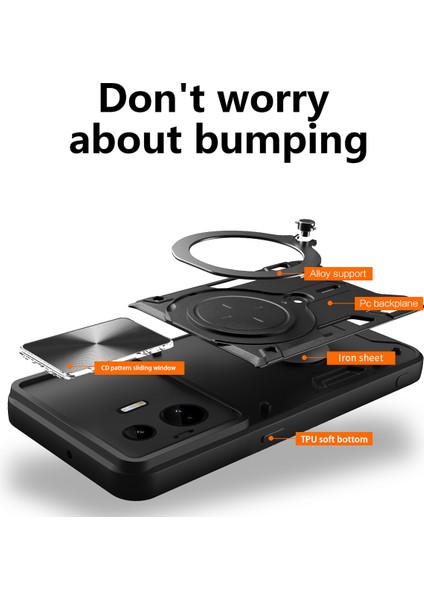 Realme Gt3 5g/gt Neo 5 5g Pc+Tpu Döndürülebilir Kickstand Kapağı Kayar Lens Koruma Darbeye Dayanıklı Telefon Kılıfı-Pembe (Yurt Dışından)
