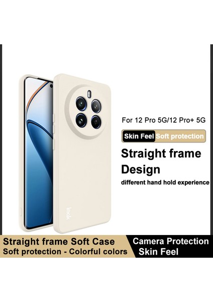 Imak Uc-4 Serisi Realme 12 Pro 5g/12 Pro+5g Yumuşak Tpu Kılıf Düz Kenar Telefon Kılıfı-Beyaz (Yurt Dışından)