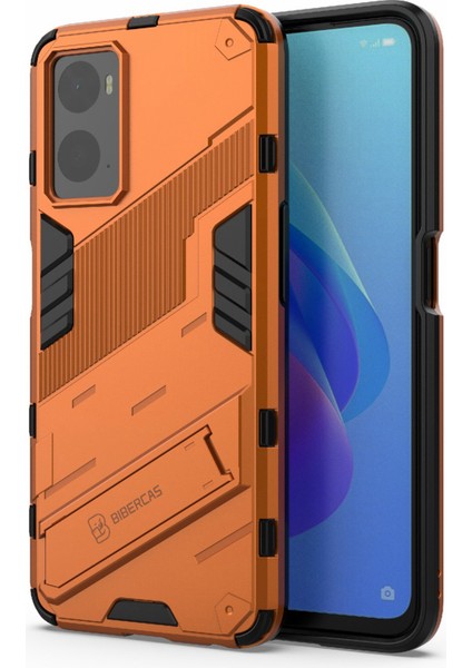 Realme 9i/oppo A36/A76 Için Sert Pc+Yumuşak Tpu Kılıf Ayarlanabilir Ayak Iyi Korunan Telefon Kılıfı Kabuk-Turuncu (Yurt Dışından) modelleri