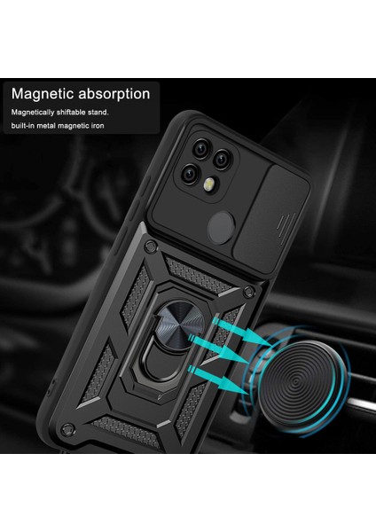 Kamera Kayar Kapak Darbeye Dayanıklı Düşme Önleyici Halka Tutucu Ayak Pc + Tpu Telefon Kılıfı Realme C21-KIRMIZI (Yurt Dışından) modelleri