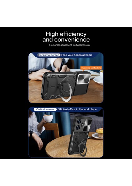 Realme C55 4g Pc+Tpu Kickstand Kılıfı Sürgülü Kamera Pencere Koruma Telefon Kılıfı-Mavi (Yurt Dışından) indirimleri