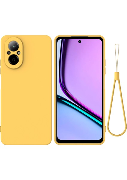 Realme C67 4g Kılıf Sıvı Silikon Fiber Astar Koruyucu Telefon Kılıfı Kayışlı-Sarı (Yurt Dışından)